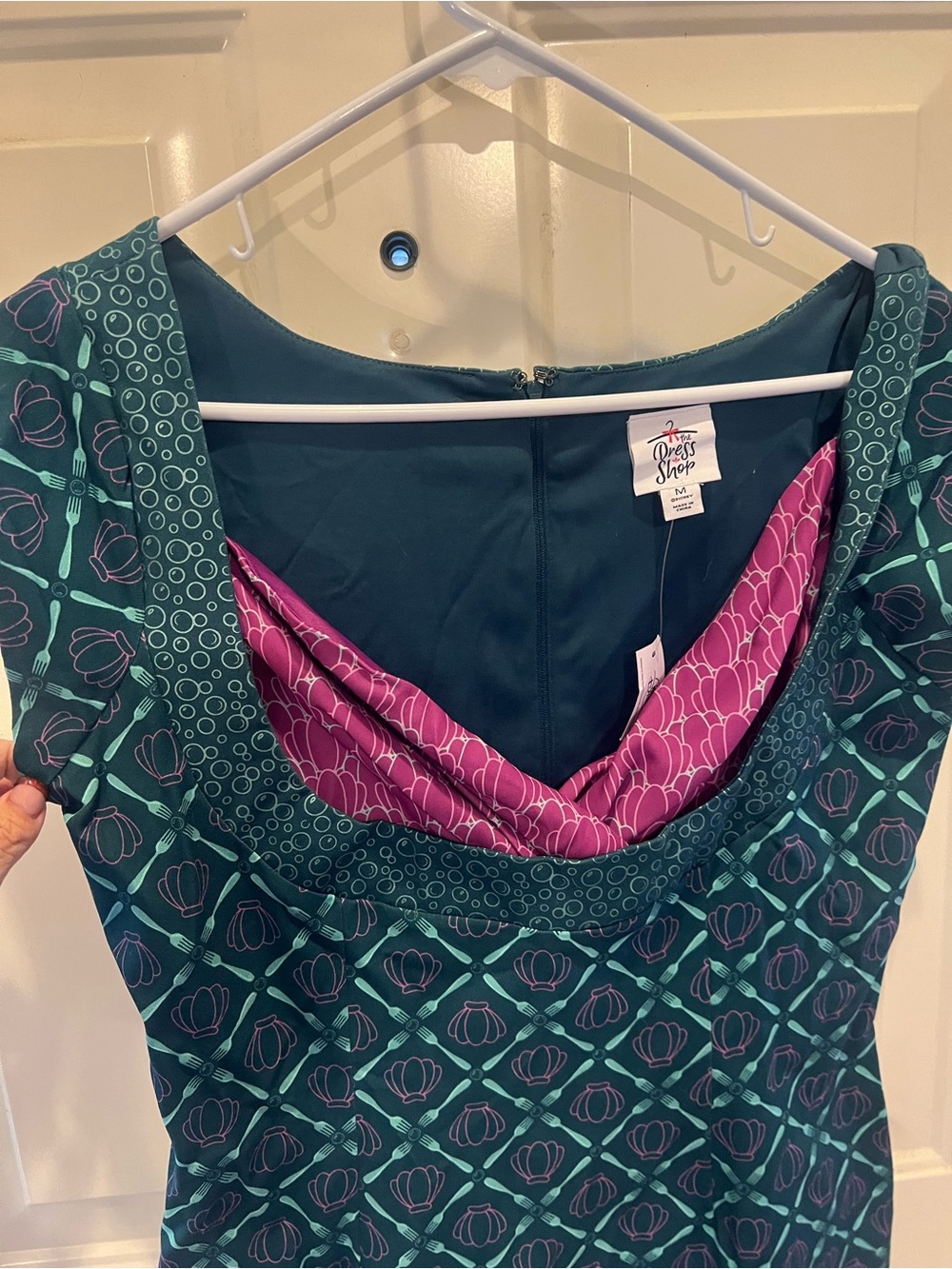 Disney Dress Shop Little Mermaid Green and Pink Patterned Dress